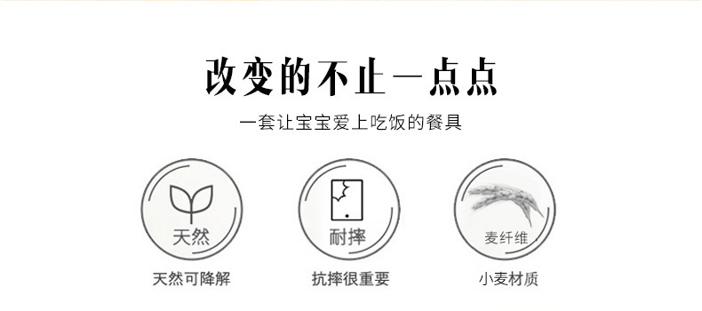 Children's Wheat Straw Grid Plate Bowl Fork Spoon and Chopsticks Four-Piece Cartoon Creative Page Gift Tableware Set