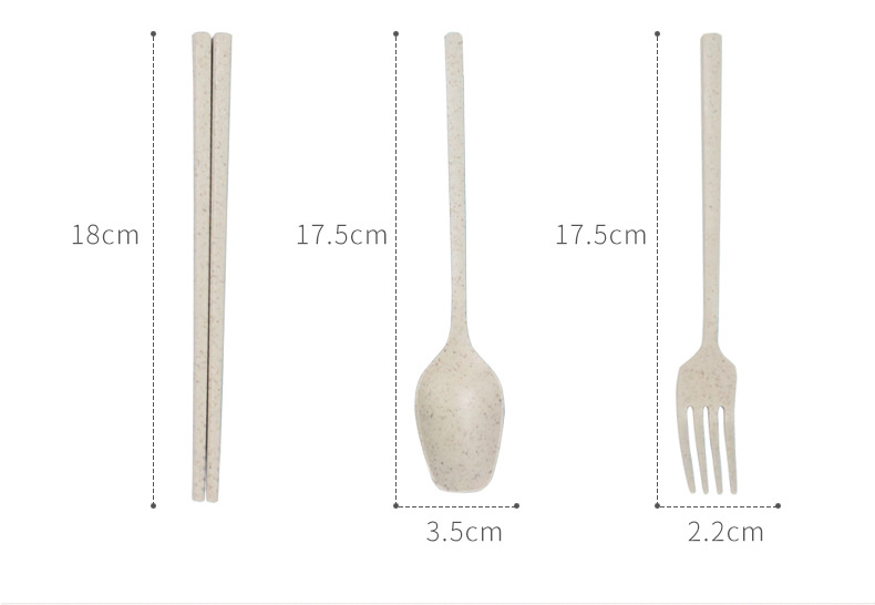 Children's Wheat Straw Grid Plate Bowl Fork Spoon and Chopsticks Four-Piece Cartoon Creative Page Gift Tableware Set