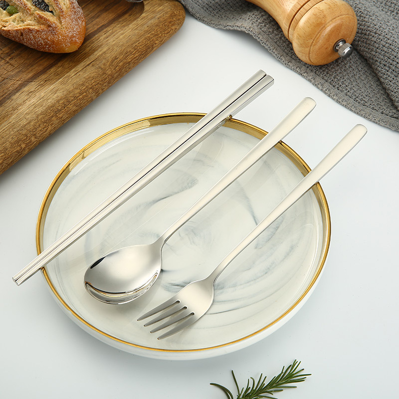 304 Stainless Steel Korean Spoon Fork Chopsticks Portable Gift Tableware Three-Piece Suit