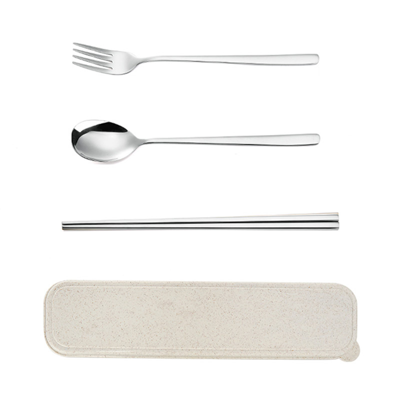 304 Stainless Steel Korean Spoon Fork Chopsticks Portable Gift Tableware Three-Piece Suit