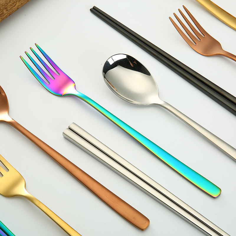 304 Stainless Steel Korean Spoon Fork Chopsticks Portable Gift Tableware Three-Piece Suit