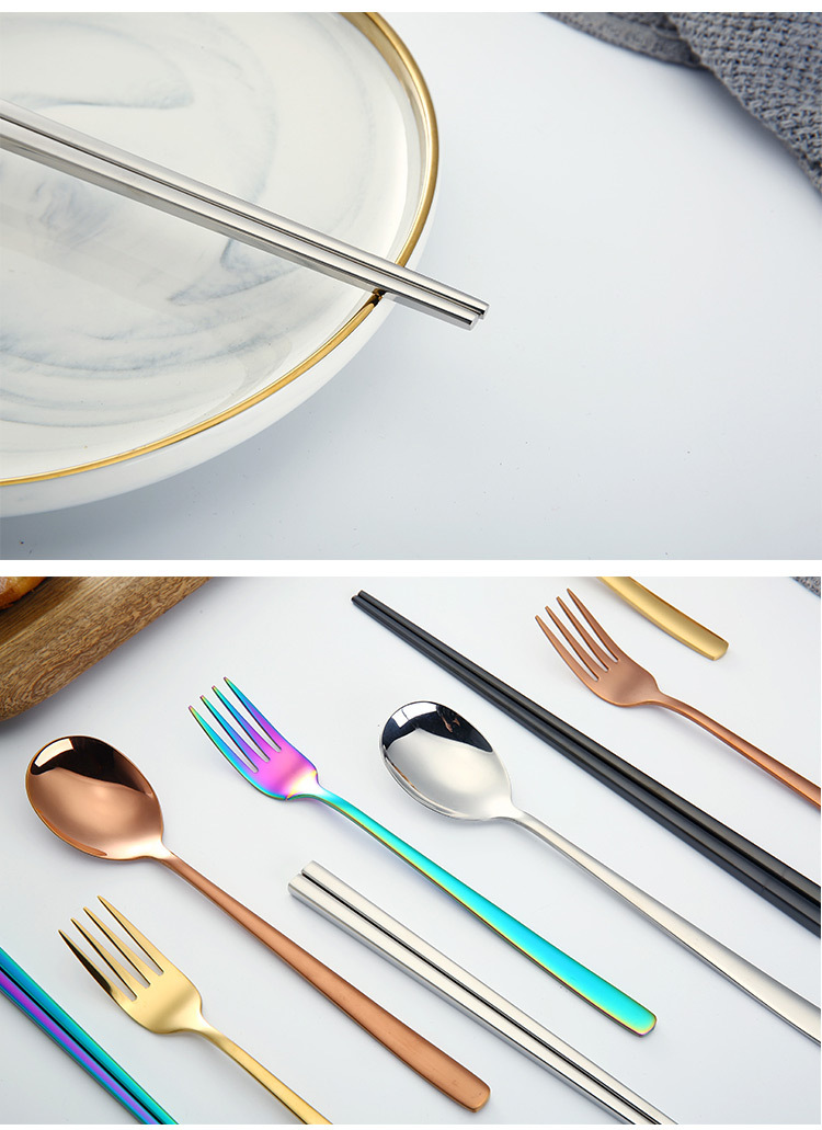 304 Stainless Steel Korean Spoon Fork Chopsticks Portable Gift Tableware Three-Piece Suit