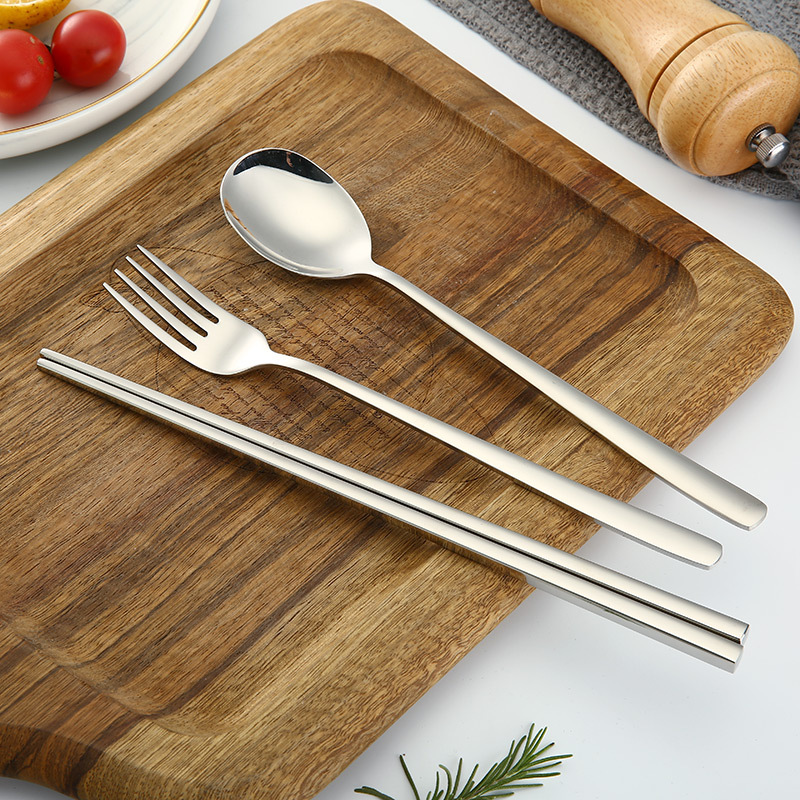 304 Stainless Steel Korean Spoon Fork Chopsticks Portable Gift Tableware Three-Piece Suit