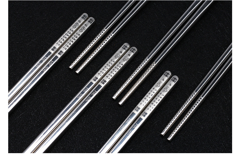 304 Stainless Steel Chopsticks Square Chopsticks Chinese Style Silver Chopsticks Household Hotel Restaurant Tableware Set 304 Stainless Steel Chopsticks Square Chopsticks Chinese Style Silver Chopsticks Household Hotel Restaurant Tableware Set