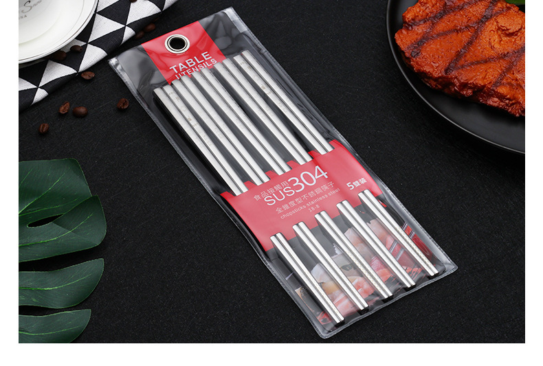 304 Stainless Steel Chopsticks Square Chopsticks Chinese Style Silver Chopsticks Household Hotel Restaurant Tableware Set 304 Stainless Steel Chopsticks Square Chopsticks Chinese Style Silver Chopsticks Household Hotel Restaurant Tableware Set