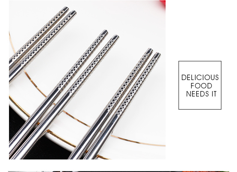 304 Stainless Steel Chopsticks Square Chopsticks Chinese Style Silver Chopsticks Household Hotel Restaurant Tableware Set 304 Stainless Steel Chopsticks Square Chopsticks Chinese Style Silver Chopsticks Household Hotel Restaurant Tableware Set