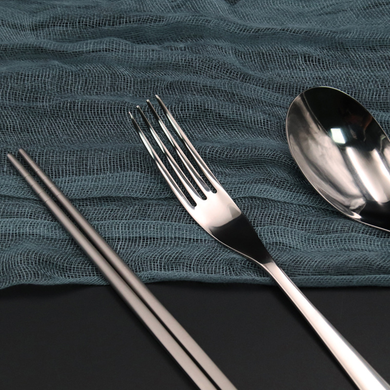 2021 Chinese New Style Titanium Material Black Gold Six-Piece Tableware Fork Chopsticks Set Restaurant Hotel Customizable Wholesale