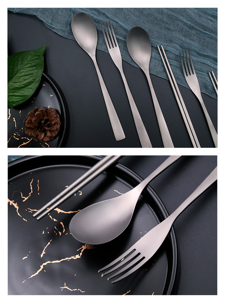 2021 Chinese New Style Titanium Material Black Gold Six-Piece Tableware Fork Chopsticks Set Restaurant Hotel Customizable Wholesale 2021 Chinese New Style Titanium Material Black Gold Six-Piece Tableware Fork Chopsticks Set Restaurant Hotel Customizable Wholesale