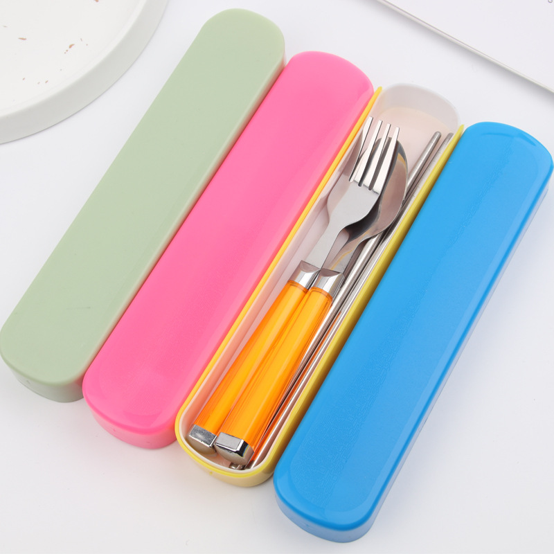 Stainless Steel Portable Tableware Three-Piece Outdoor Travel Student Tableware Chopsticks Spoon Fork Gift Set
