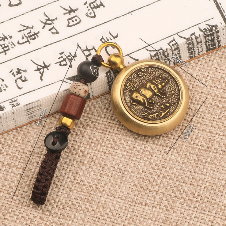 Brass Zodiac Car Key Ring Creative Money Transfer Hand Pieces Internet-Famous and Vintage Money Making Key Pendant Wholesale
