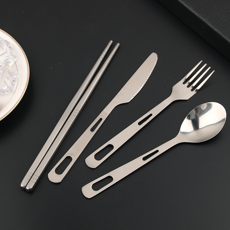 Portable Tableware Set Titanium Material Knife, Fork, Spoon and Chopsticks Set Environmental Protection Tableware Factory Wholesale Customizable Logo