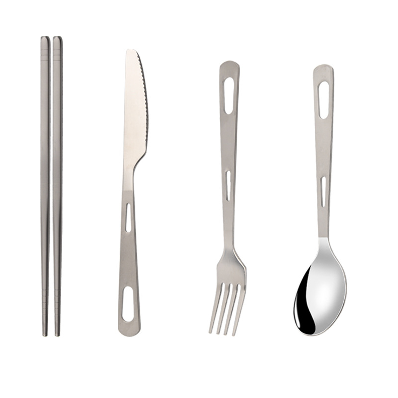 Portable Tableware Set Titanium Material Knife, Fork, Spoon and Chopsticks Set Environmental Protection Tableware Factory Wholesale Customizable Logo