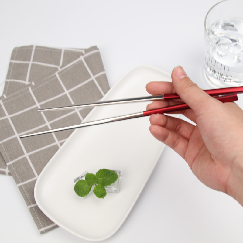 304 Stainless Steel Chopsticks Nordic Style Multi-Color Portuguese Tableware Chopsticks Comfortable Texture Simple Household Chopsticks