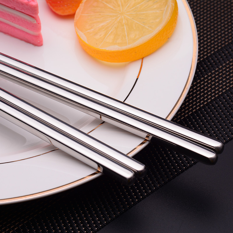 201 Stainless Steel Chopsticks Single and Double Pack Suction Card Chopsticks Chinese Hollow Craft Student School Gifts Customizable