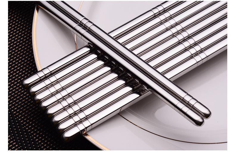 201 Stainless Steel Chopsticks Single and Double Pack Suction Card Chopsticks Chinese Hollow Craft Student School Gifts Customizable