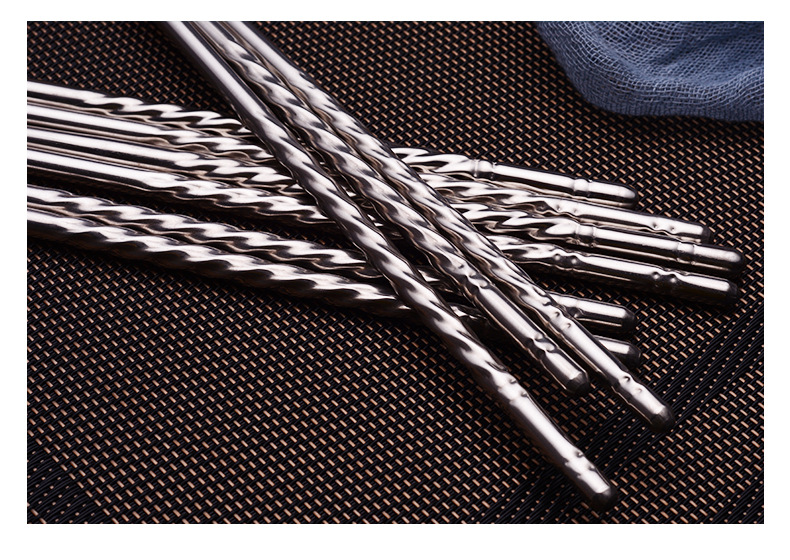 201 Stainless Steel Chopsticks Single and Double Pack Suction Card Chopsticks Chinese Hollow Craft Student School Gifts Customizable