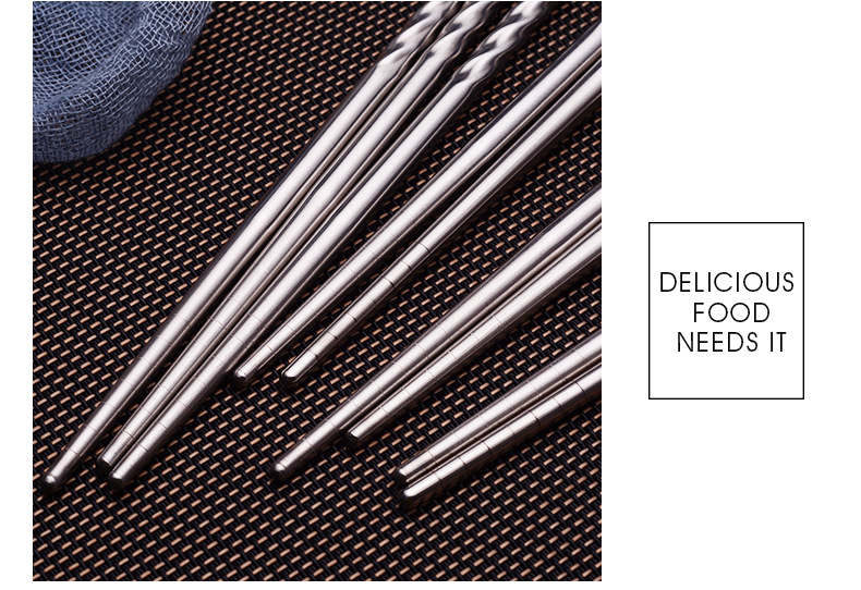 201 Stainless Steel Chopsticks Single and Double Pack Suction Card Chopsticks Chinese Hollow Craft Student School Gifts Customizable