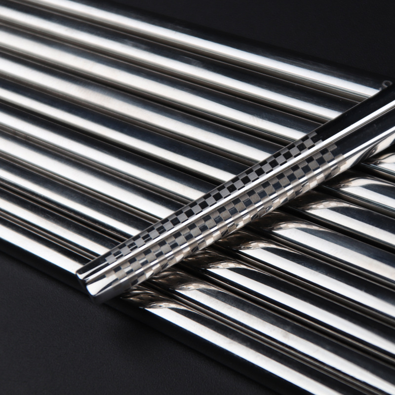 304 Stainless Steel Chopsticks Hotel Household Public Chopsticks Non-Slip and Hot Kuaizi Square Chopsticks Alloy Tableware Set Wholesale