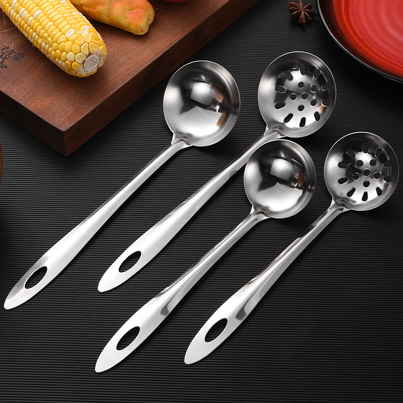 Stainless Steel Soup Ladle Kitchen Skimmer Hot Pot Spoon Big Soup Ladle Perforated Ladle Two-Piece Set Cooking Tools Soup Spoon Wholesale Stainless Steel Soup Ladle Kitchen Skimmer Hot Pot Spoon Big Soup Ladle Perforated Ladle Two-Piece Set Cooking Tools Soup Spoon Wholesale
