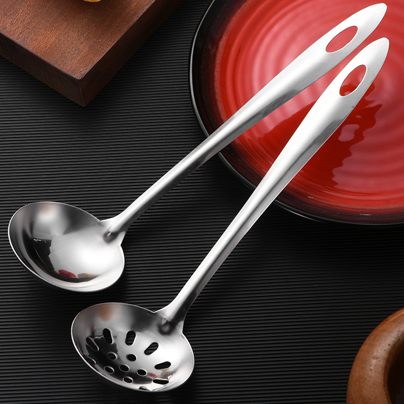 Stainless Steel Soup Ladle Kitchen Skimmer Hot Pot Spoon Big Soup Ladle Perforated Ladle Two-Piece Set Cooking Tools Soup Spoon Wholesale Stainless Steel Soup Ladle Kitchen Skimmer Hot Pot Spoon Big Soup Ladle Perforated Ladle Two-Piece Set Cooking Tools Soup Spoon Wholesale
