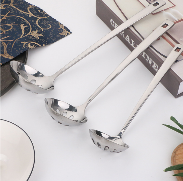 Stainless steel soup ladle set restaurant hotpot soup ladle shell lo mein ladle soup leakage six household utensils wholesale