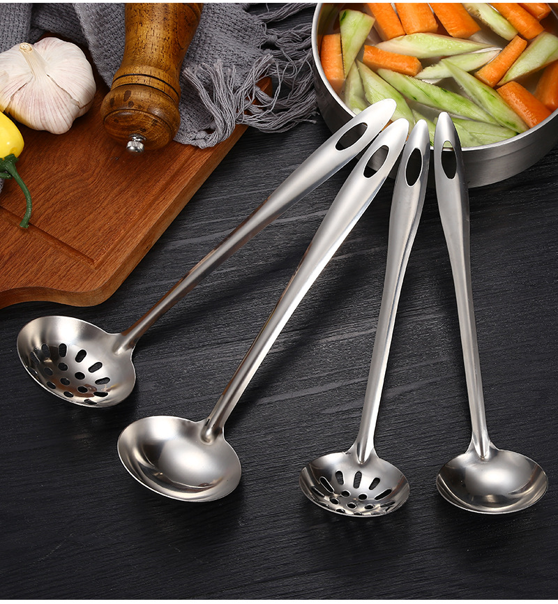 Stainless Steel Hot Pot Spoon Soup Spoon and Strainer Hotel Household Thickened Long Handle Soup Ladle Kitchen Cooking Utensils Factory Wholesale