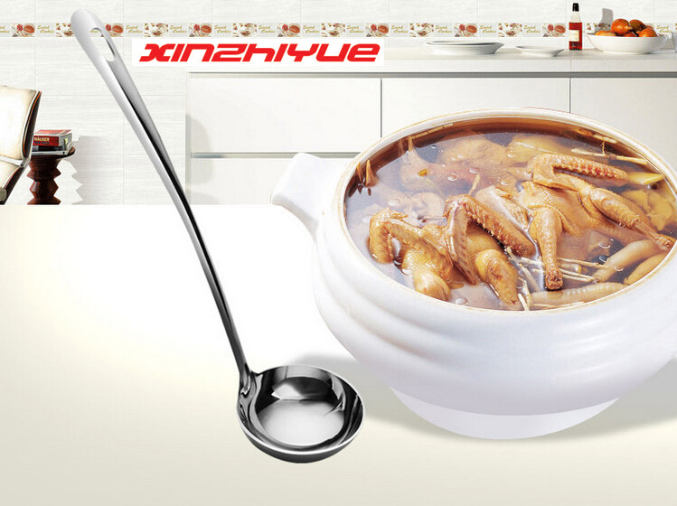 Extended Handle Deep Scoop Thickened Stainless Steel Soup Ladle Colander Hotel Supplies Chef Spoon 8# Emperor