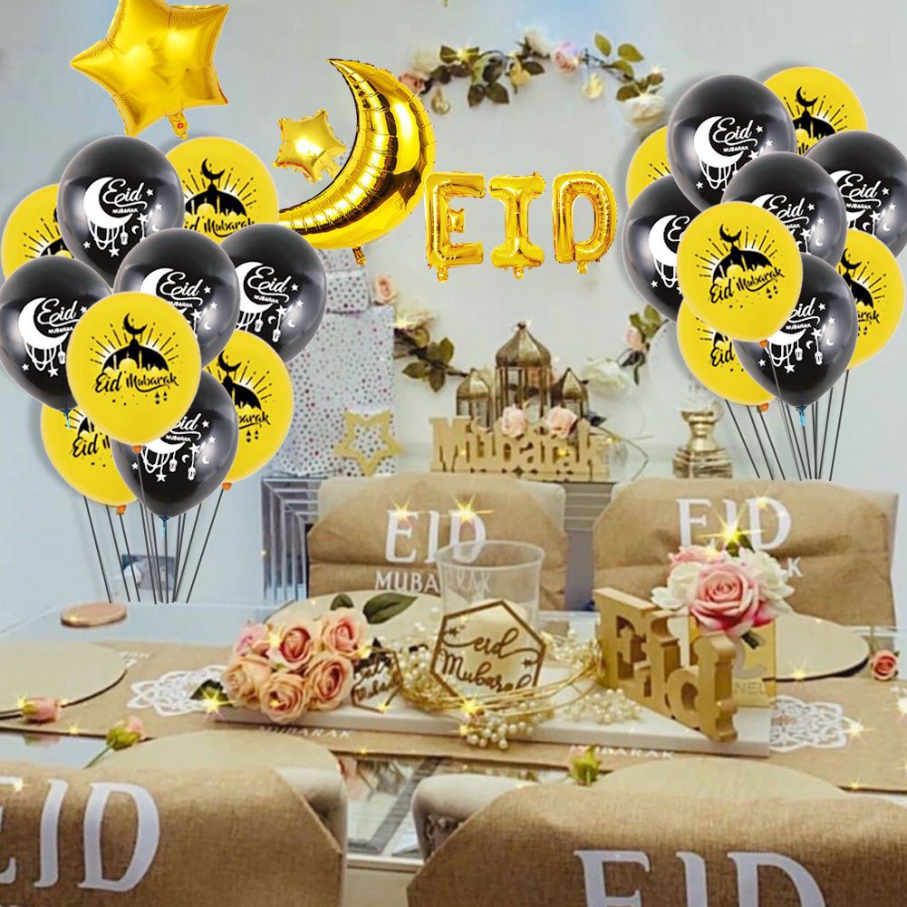 Eid Balloon Ramadan Balloon Wholesale Islam Festival Party Decoration Latex Printing Eid Hanging Flag