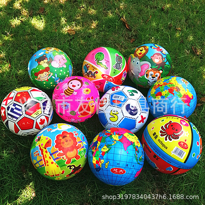 Children&#039;s Toy Ball Colorful National Flag Cartoon Animal Kindergarten Pat Ball Inflatable Ball Elastic Ball Rubber Ball