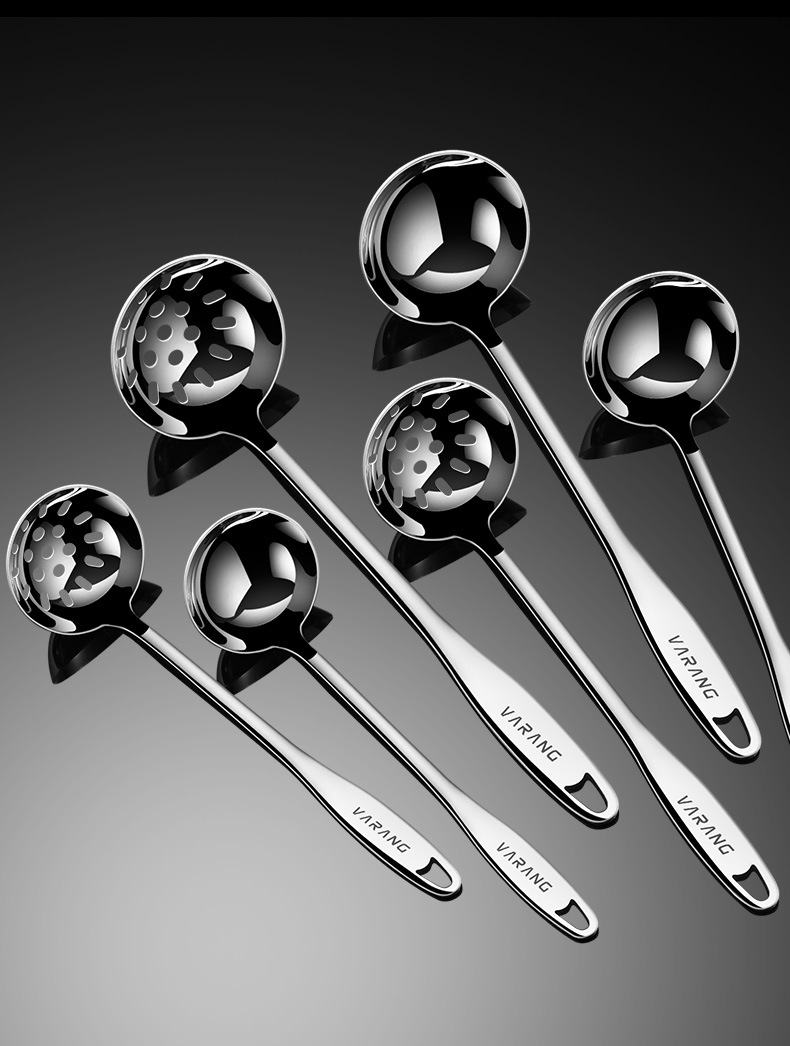 Walang 304 Stainless Steel Soup Ladle Hot Pot Spoon Household Soup Spoon Colander Suit Long Handle Thickened Soup Spoon Kitchenware