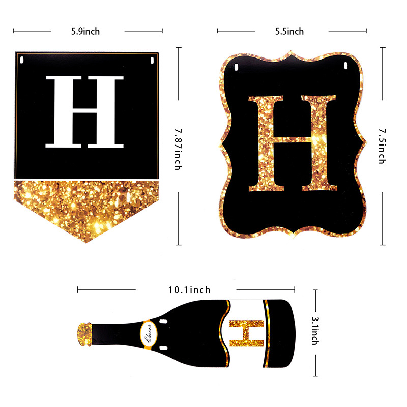 Happy Birthday Hanging Flag Party Prince Princess Banner Latte Art English Letters Pennant Decoration Supplies Wholesale