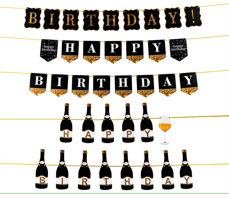 Happy Birthday Hanging Flag Party Prince Princess Banner Latte Art English Letters Pennant Decoration Supplies Wholesale Happy Birthday Hanging Flag Party Prince Princess Banner Latte Art English Letters Pennant Decoration Supplies Wholesale