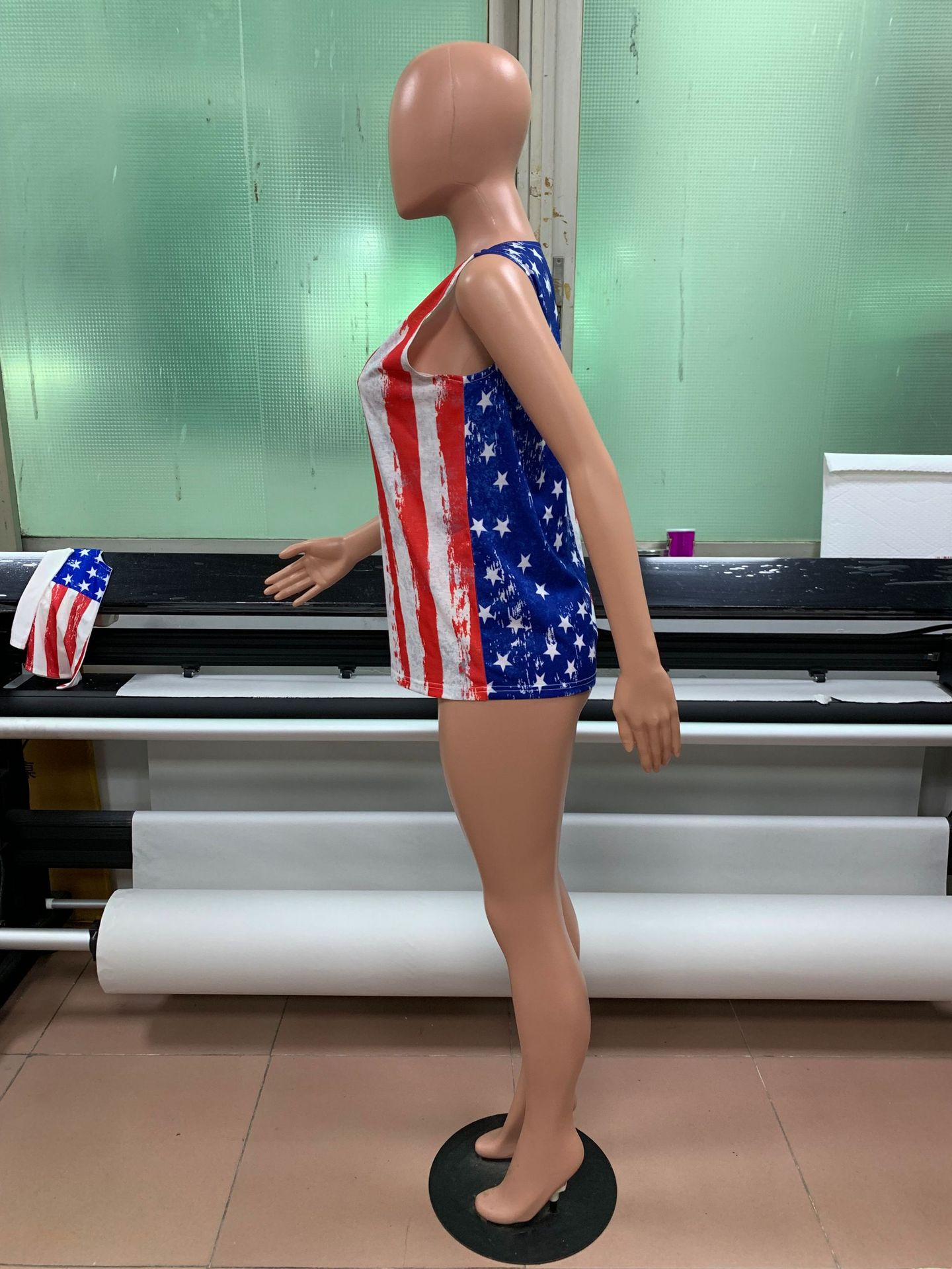 Amazon Independence Day Foreign Trade Women's Vest American Flag Printed Casual round Neck Sleeveless T-shirt Amazon Independence Day Foreign Trade Women's Vest American Flag Printed Casual round Neck Sleeveless T-shirt