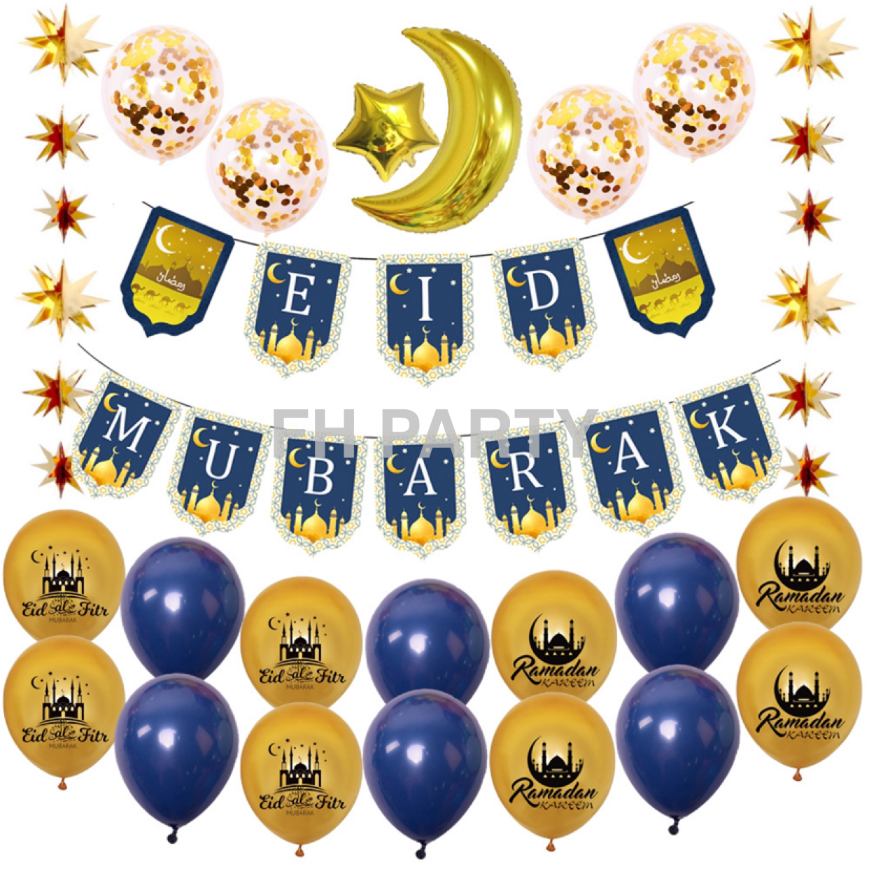 Eid Hanging Flag Balloon Set Printing Ball