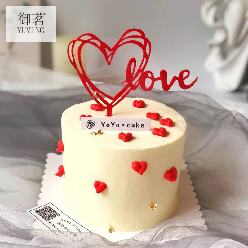 Customized Creative Childlike Acrylic Happy Birthday Cake Decorative Flag Chinese and English Baking Decoration Supplies Inserts Ornaments
