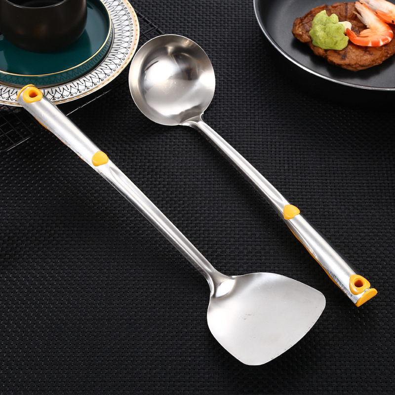 Stainless Steel Non-Magnetic Shovel Spoon Thickened Heat Insulation Kitchen Spatula Hotel Household Hot Pot and Soup Ladle Kitchenware