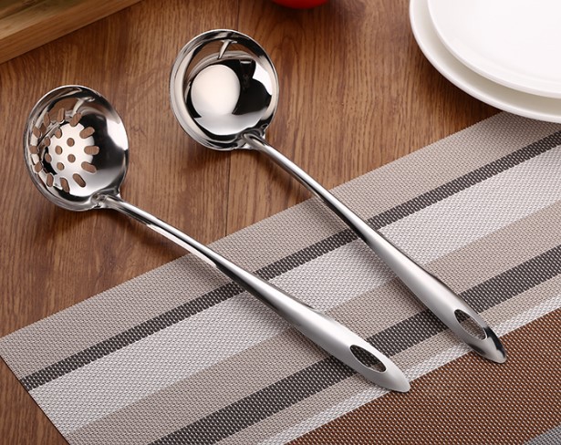Stainless Steel Soup Ladle Colander Glabrous Nonmagnetic Steel Handle huo guo shao Wholesale of Small Articles Stainless Steel Pots Colander tang qiao