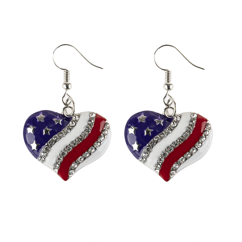 American Independence Ornament Flag Five-Pointed Star Rhinestone Earrings Hot Selling Temperament Earrings Wholesale Ornament American Independence Ornament Flag Five-Pointed Star Rhinestone Earrings Hot Selling Temperament Earrings Wholesale Ornament