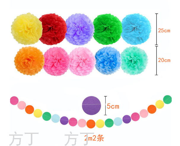 Paper Flower Ball Paper Fringe Set Colorful Fishtail Bunting Latte Art Party Hanging Flag Birthday Party Decoration