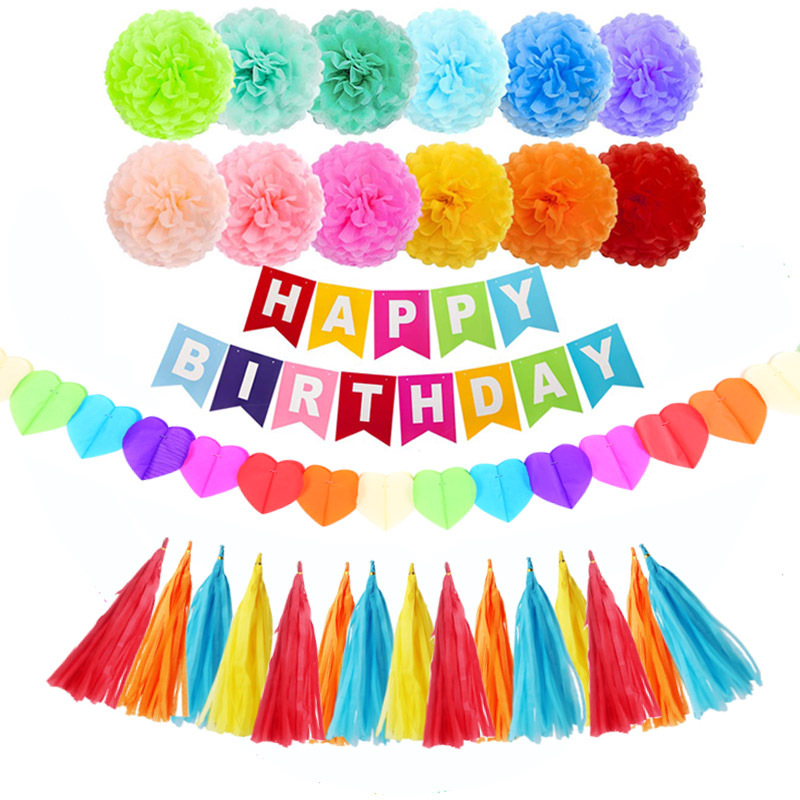 Paper Flower Ball Paper Fringe Set Colorful Fishtail Bunting Latte Art Party Hanging Flag Birthday Party Decoration Paper Flower Ball Paper Fringe Set Colorful Fishtail Bunting Latte Art Party Hanging Flag Birthday Party Decoration