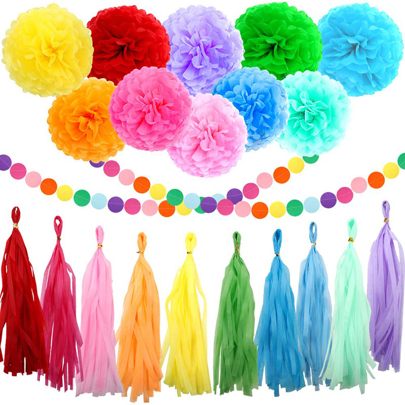 Paper Flower Ball Paper Fringe Set Colorful Fishtail Bunting Latte Art Party Hanging Flag Birthday Party Decoration Paper Flower Ball Paper Fringe Set Colorful Fishtail Bunting Latte Art Party Hanging Flag Birthday Party Decoration
