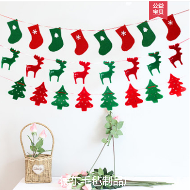 Factory Direct Sales Christmas Non-Woven Felt Santa Claus Hanging Flag Shop Flag Can Be Customized