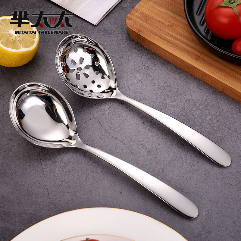 304 Stainless Steel Large Soup Ladle Thickened Household Public Spoon Restaurant Restaurant Spoon Serving Spoon Customizable