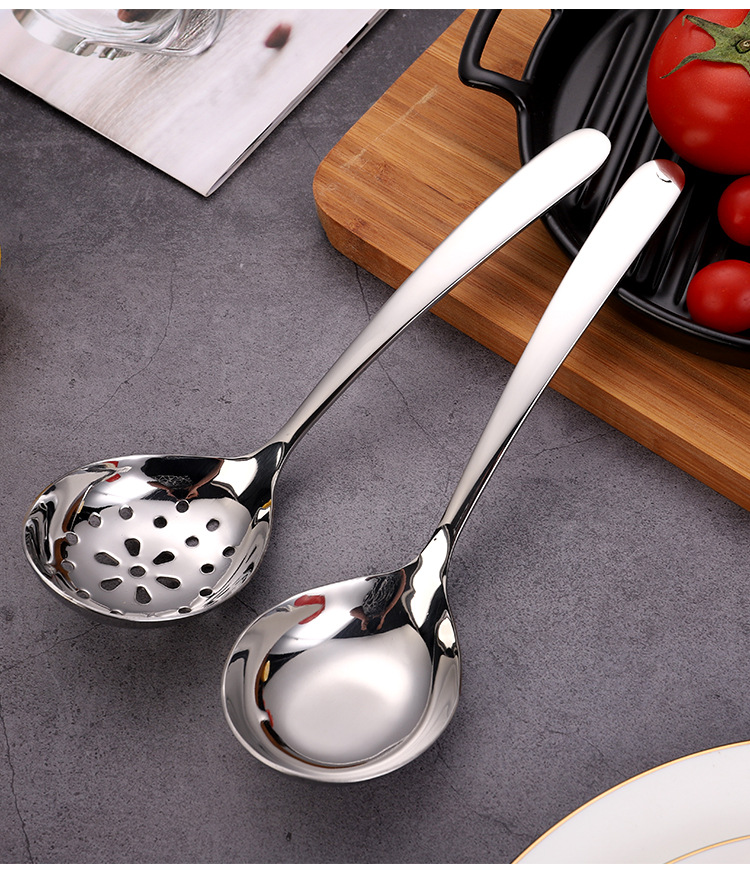 304 Stainless Steel Large Soup Ladle Thickened Household Public Spoon Restaurant Restaurant Spoon Serving Spoon Customizable