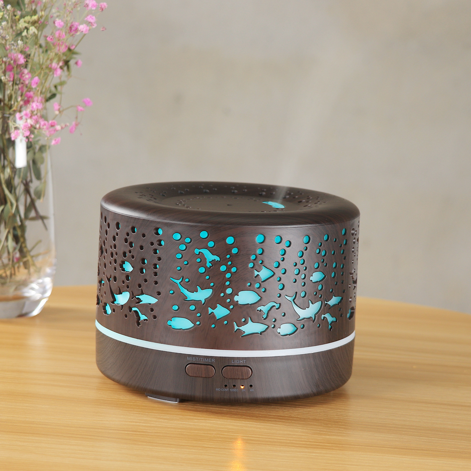 Underwater World Hollow Colorful Large Capacity 500ml Aroma Diffuser Essential Oil Diffuser Wood Grain Humidifier Manufacturer Underwater World Hollow Colorful Large Capacity 500ml Aroma Diffuser Essential Oil Diffuser Wood Grain Humidifier Manufacturer