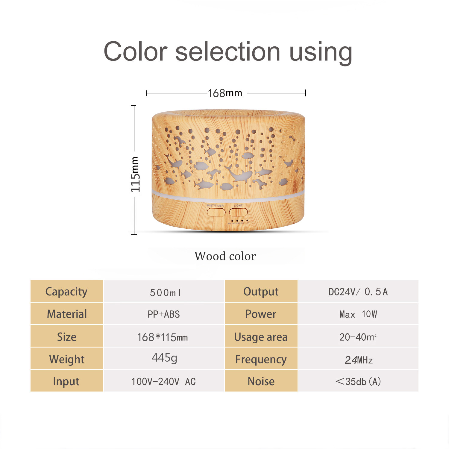 Underwater World Hollow Colorful Large Capacity 500ml Aroma Diffuser Essential Oil Diffuser Wood Grain Humidifier Manufacturer Underwater World Hollow Colorful Large Capacity 500ml Aroma Diffuser Essential Oil Diffuser Wood Grain Humidifier Manufacturer