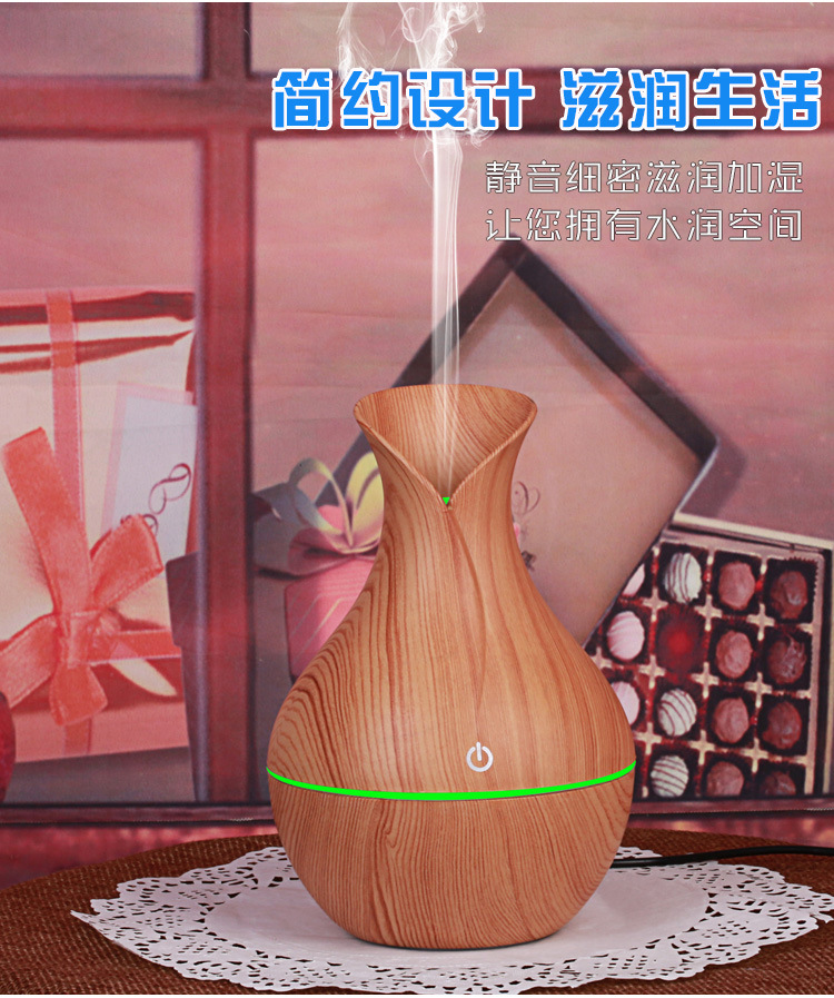Wood Grain Humidifier Wood Grain Aroma Diffuser 5V Car Aroma Diffuser Small Vase Aroma Diffuser Cross-Border Hot Selling Gift Humidification