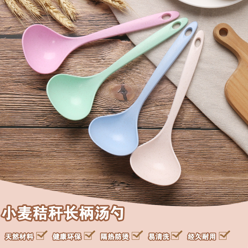 Wheat Straw Soup Spoon Home Ladle Porridge Spoon Kitchen Kitchenware Plastic Thickened Large Gruel Spoon Wholesale