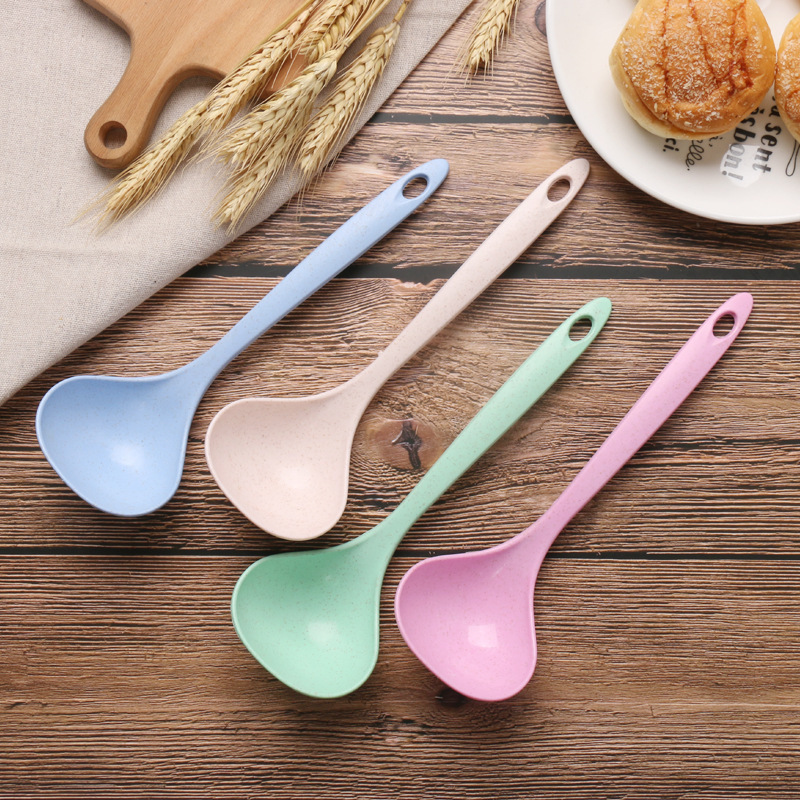 Wheat Straw Soup Spoon Home Ladle Porridge Spoon Kitchen Kitchenware Plastic Thickened Large Gruel Spoon Wholesale