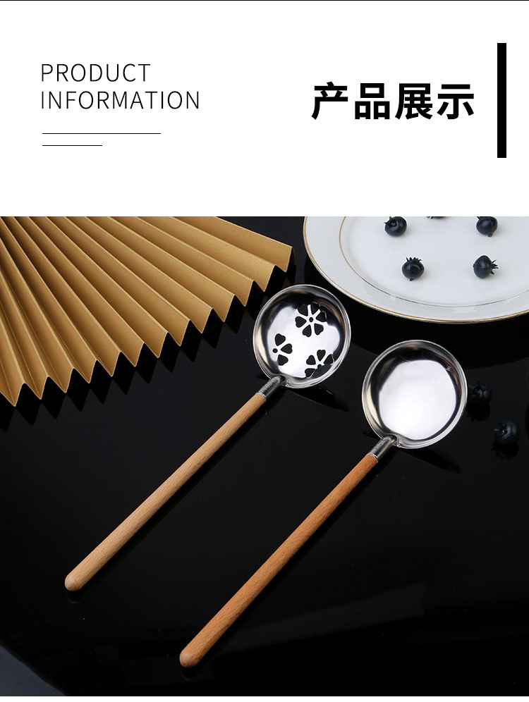 304 Stainless Steel Soup Ladle Colander Household Restaurant Creative Wooden Handle Hot Pot Spoon Mini Japanese Noodles Spoon Cooking Spoon 304 Stainless Steel Soup Ladle Colander Household Restaurant Creative Wooden Handle Hot Pot Spoon Mini Japanese Noodles Spoon Cooking Spoon